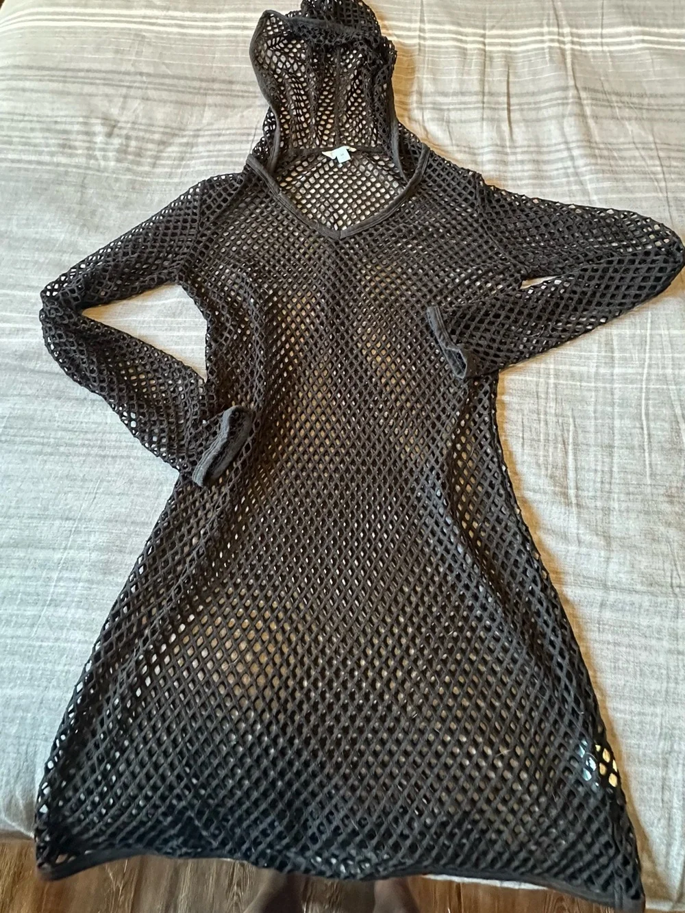 Balance Collection Black Hooded Mesh Cover-Up